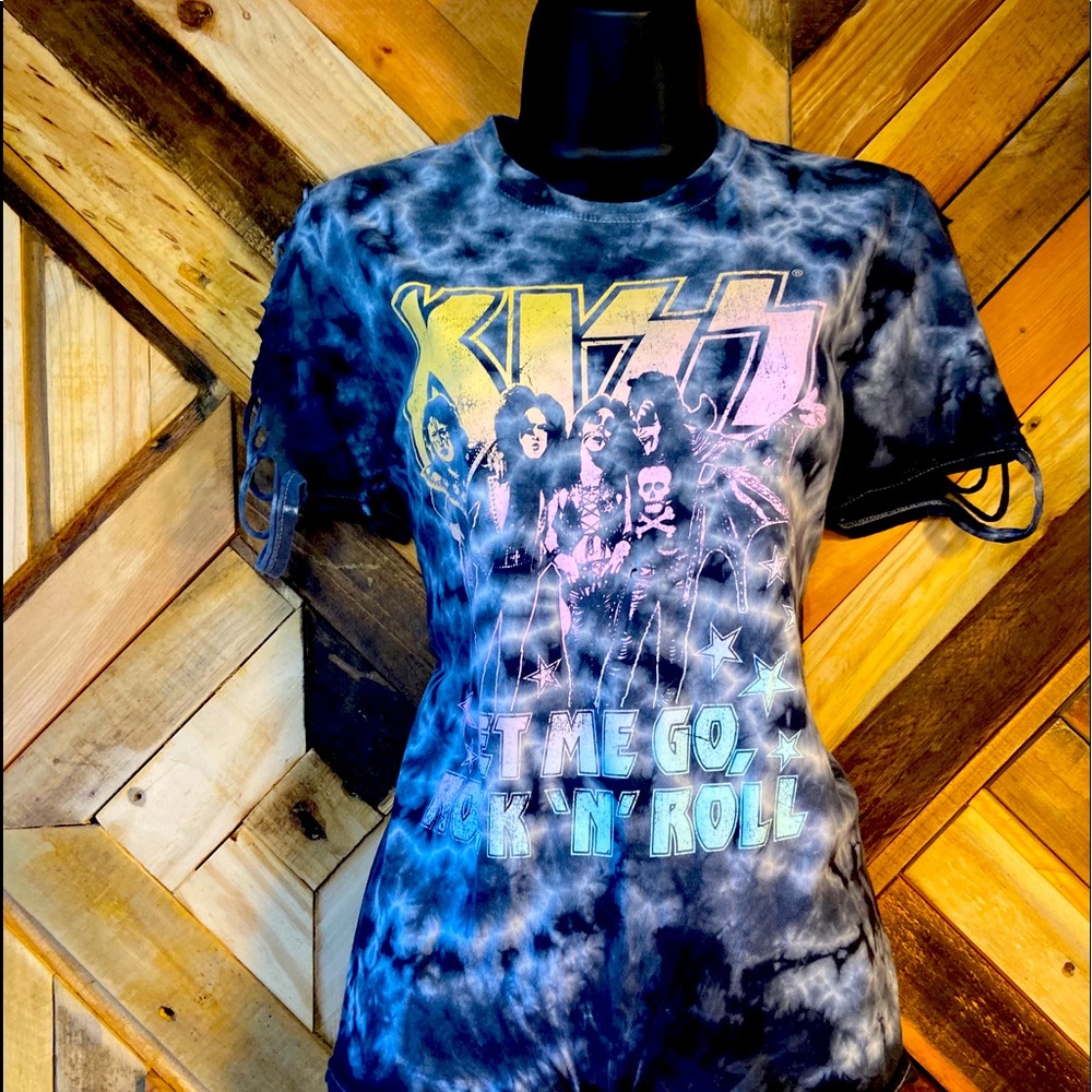 KISS Band Tie Dye Cut Sleeve Tee